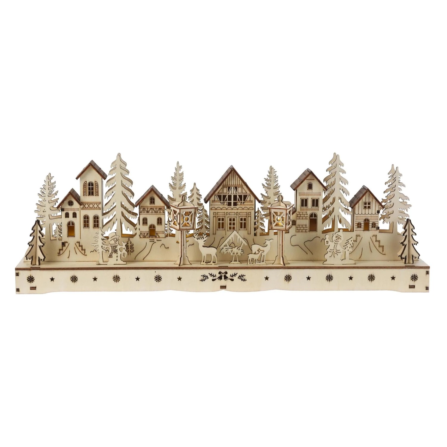 Holzhaus mit LED aus Pappelholz 45 cm x 5,8 cm x 15 cm Braun