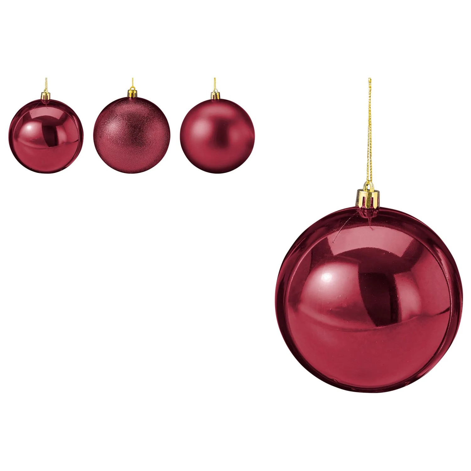 Weihnachtskugel 10 cm Weinrot 3-fach Sortiert