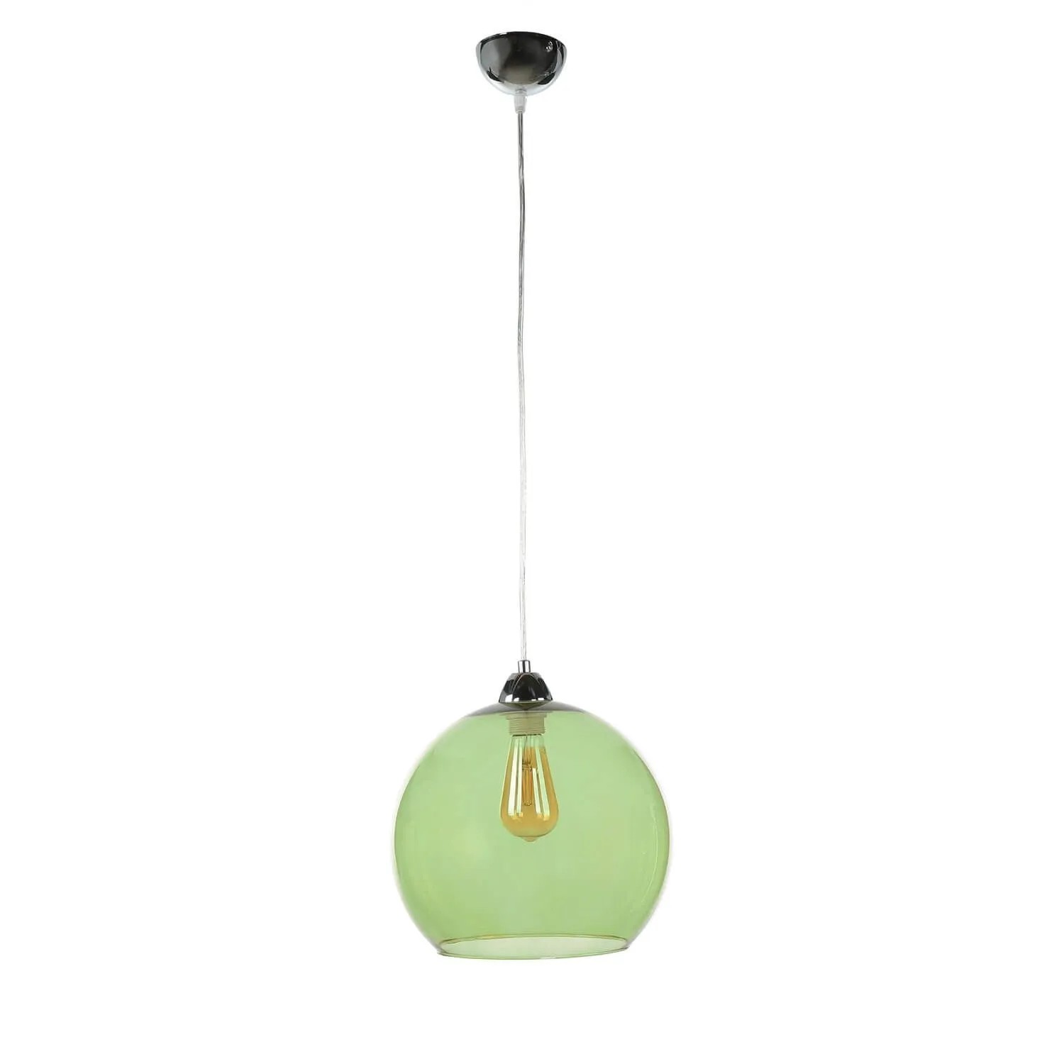 Licht-Erlebnisse Hängeleuchte Grün Chrom E27 Kugelschirm Ø 30 cm Glas Metall