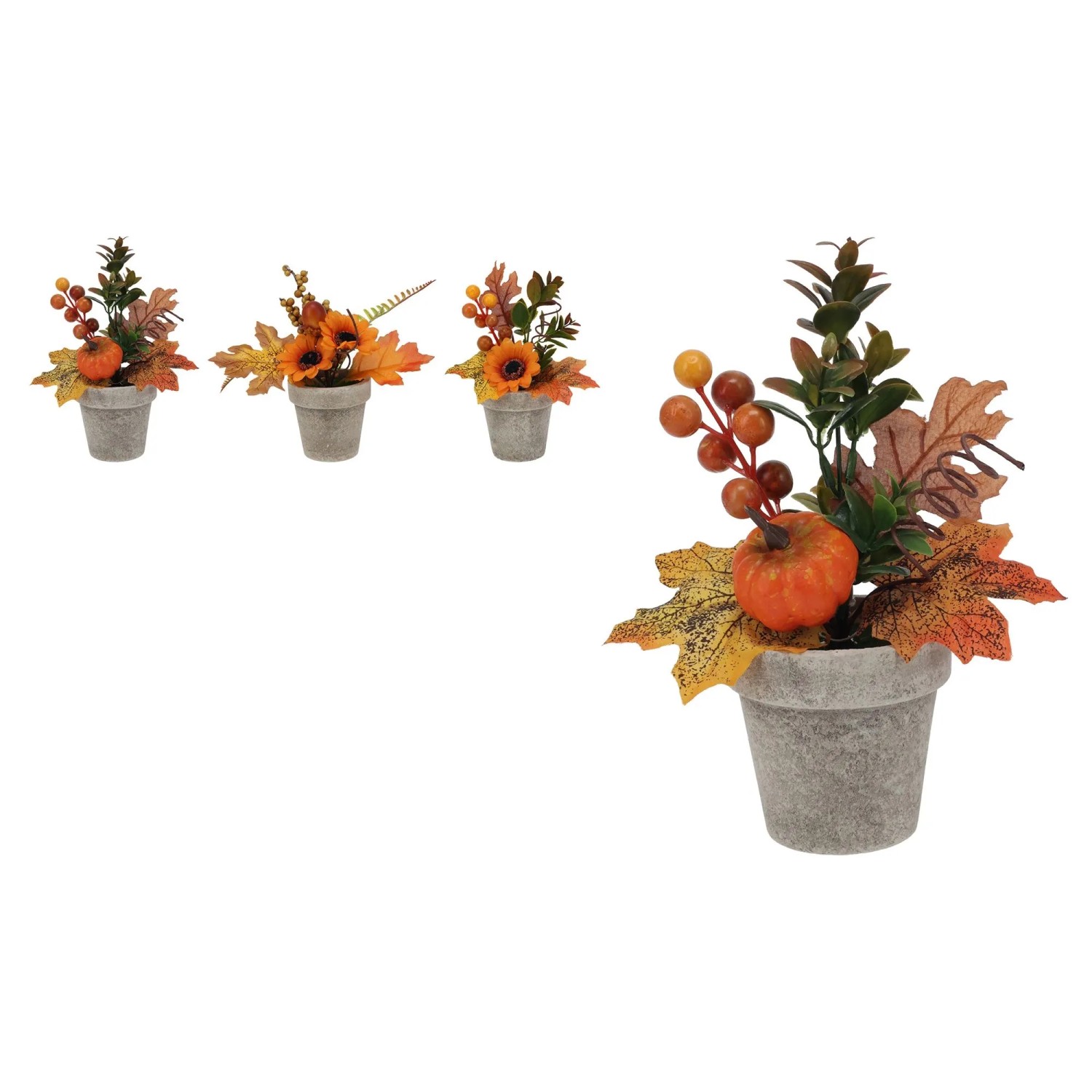 Herbstblätter mit Kürbis u. Sonnenblumen 9 cm x 18 cm Mehrfarbig 3-fach Sortiert