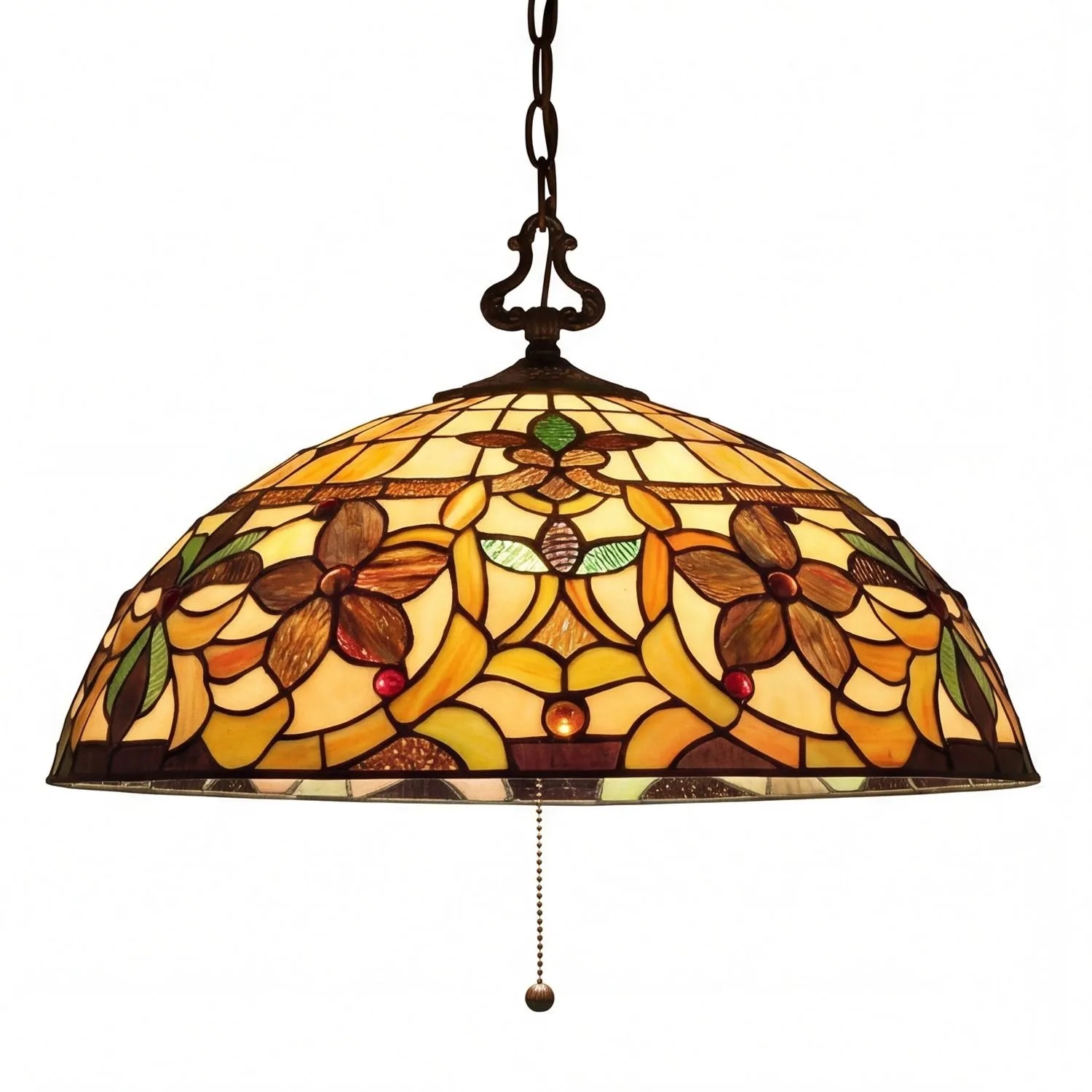 Licht-Erlebnisse Hängelampe Tiffany Stil Zugschalter Ø 51 cm Für 3x E27