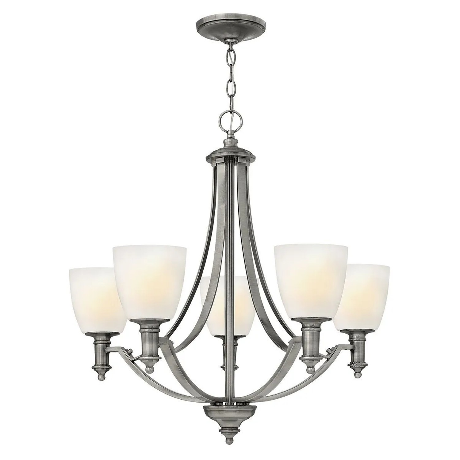 Licht-Erlebnisse Kronleuchter Glas Metall 68,6 cm Breit Jugendstil 5x E27 Mit Schirm