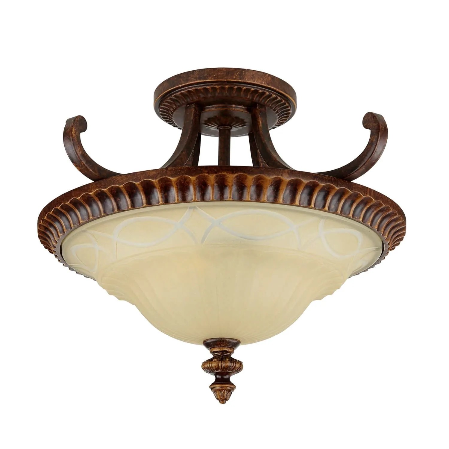 Licht-Erlebnisse Deckenleuchte Metall Glas E27 Ø 43,8 cm Rund Rustikal