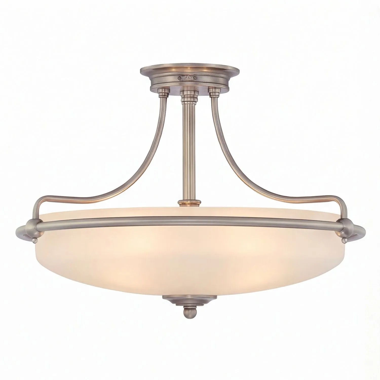 Licht-Erlebnisse Deckenleuchte Rund D: 43,2 CM Chrom Creme E27 3-Flammig Jugendstil Metall Glas