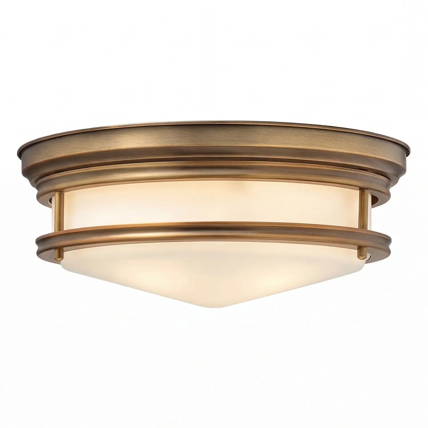 Licht-Erlebnisse Deckenlampe Rund Ø 35,6 CM In Bronze Gebürstet Weiß E27 3-Flammig Metall Glas Jugendstil