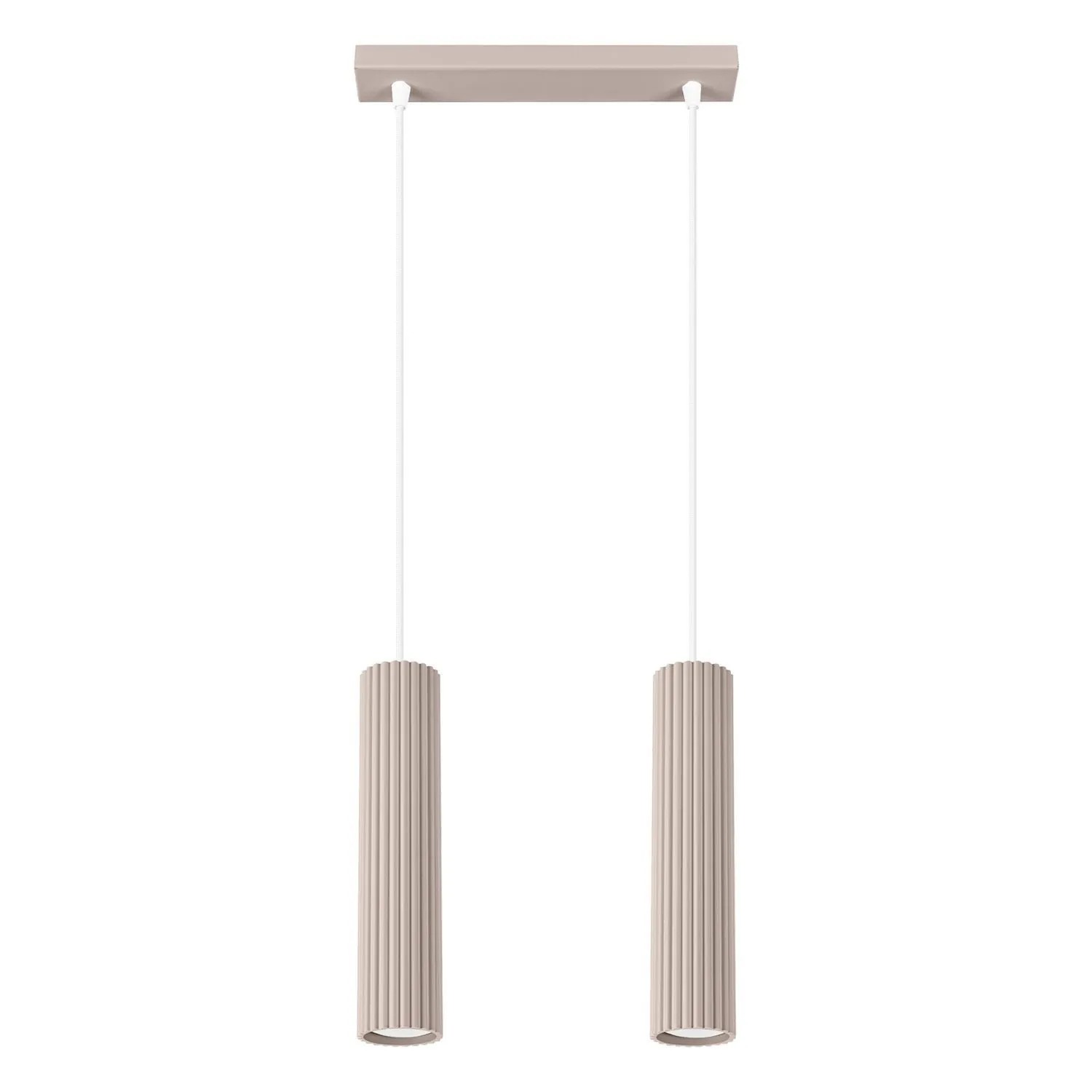 Licht-Erlebnisse Pendelleuchte Modern 30 CM Breit In Taupe 2-Flammig GU10 Länglich Aluminium