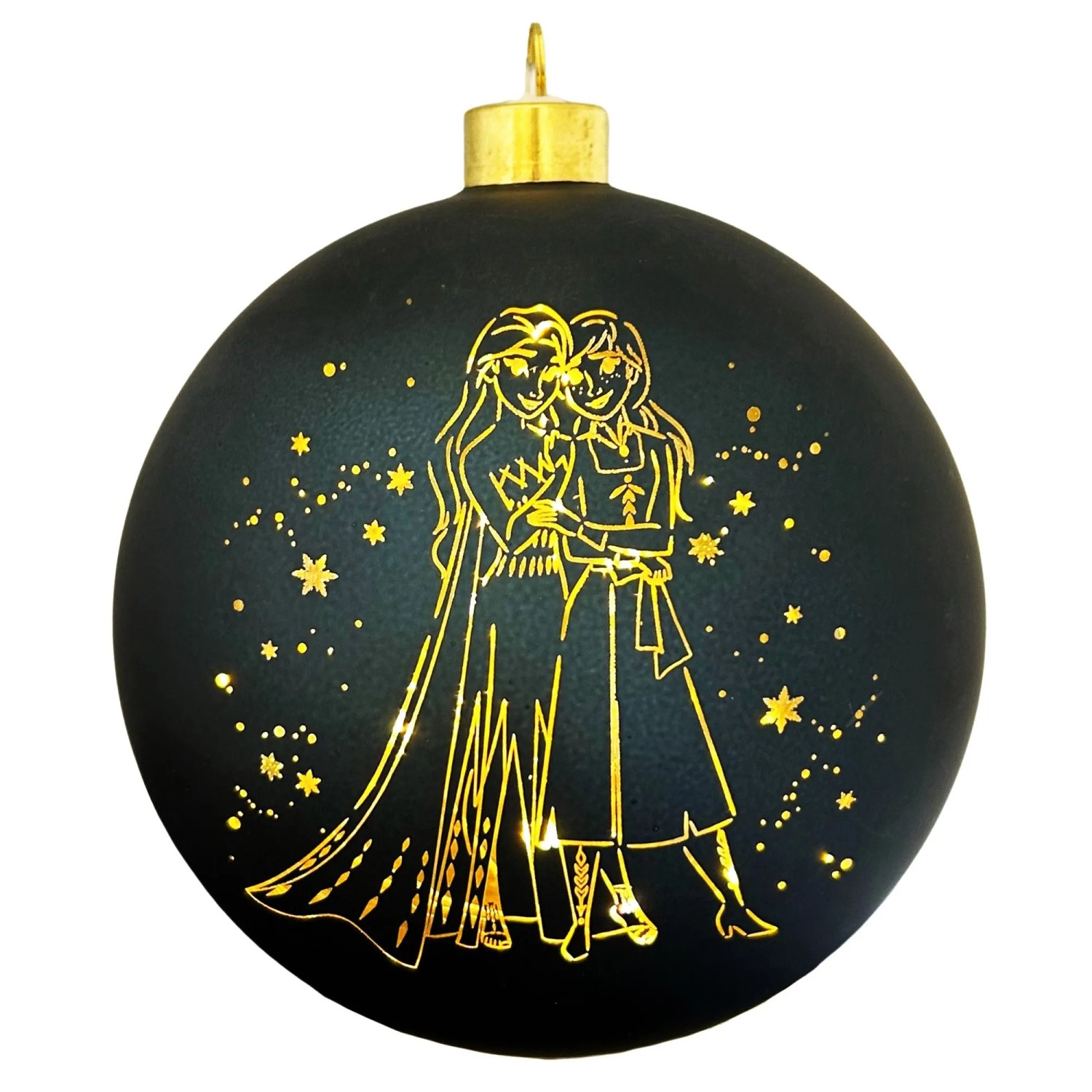 Disney Glas-Kugel mit Beleuchtung Frozen Anna und Elsa Groß Ø 15 cm Schwarz