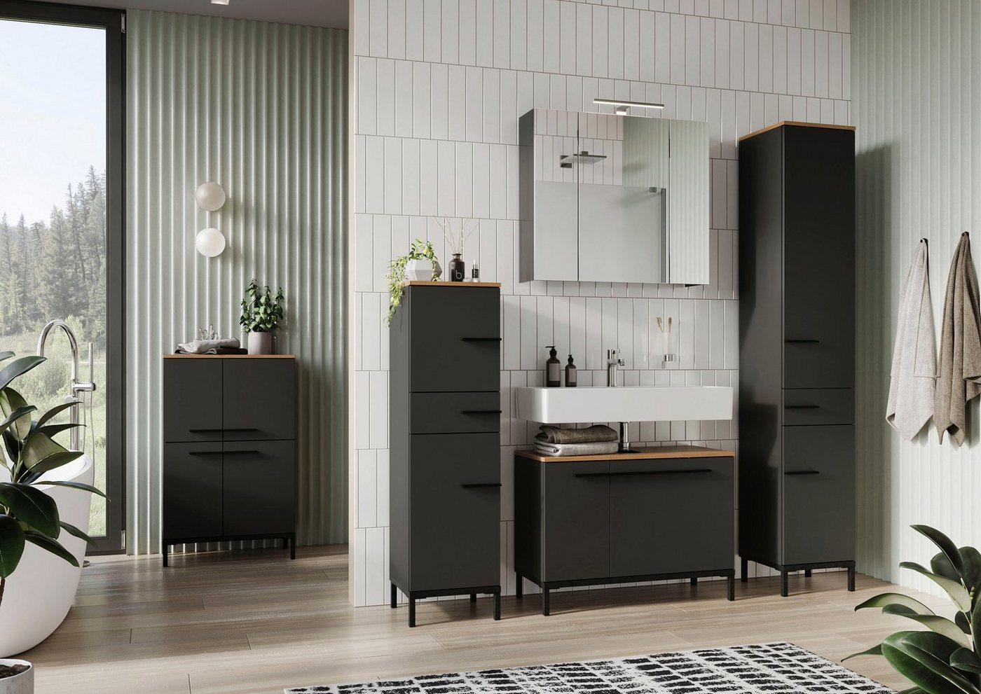 Germania Hochschrank GW-YONKERS 2646 Graphit Eiche B34 cm H190 cm T34 cm Bild 2