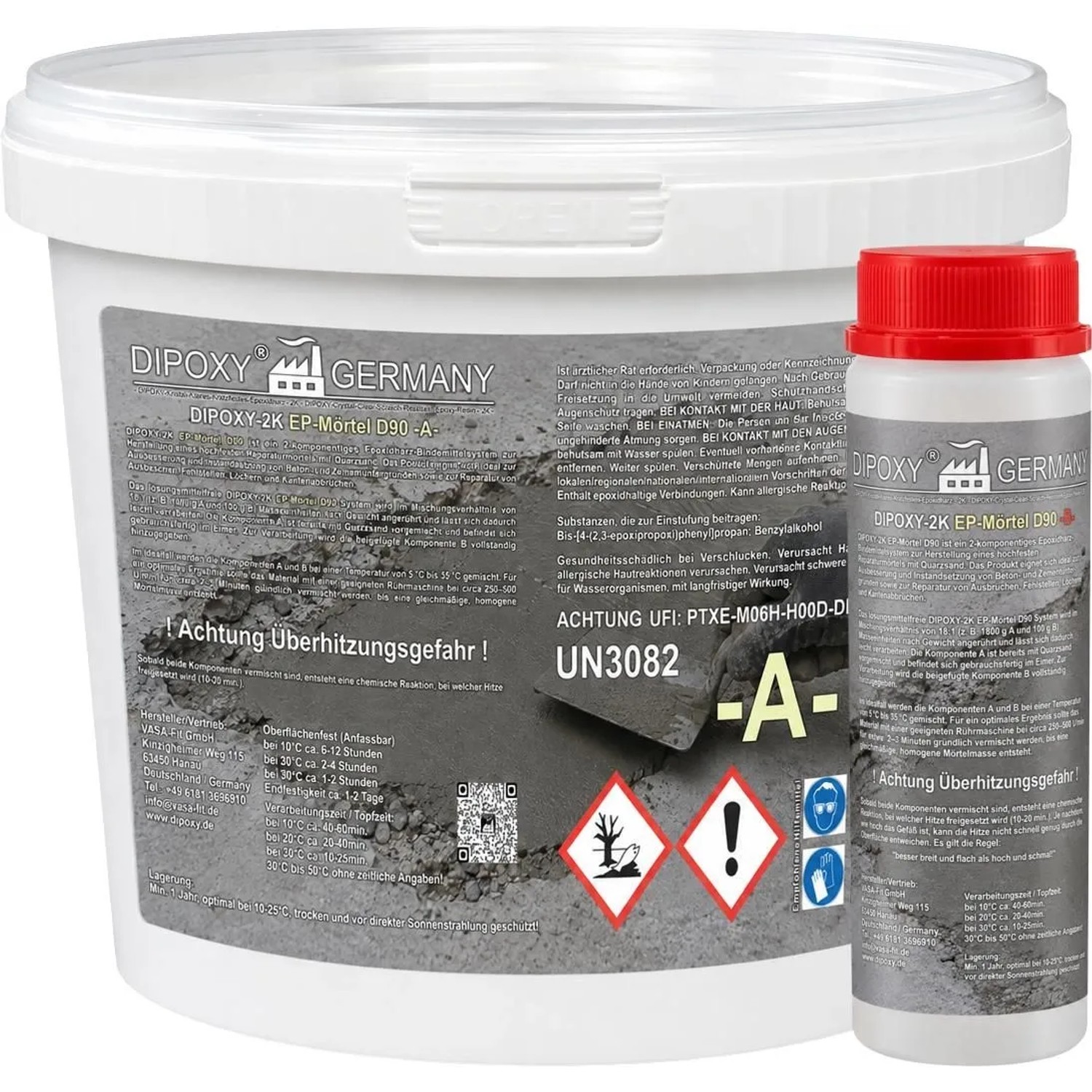 Dipoxy 2K-Epoxidharzmörtel D90 für Beton und Estrich 40 kg ca. RAL 7012 Basaltgrau