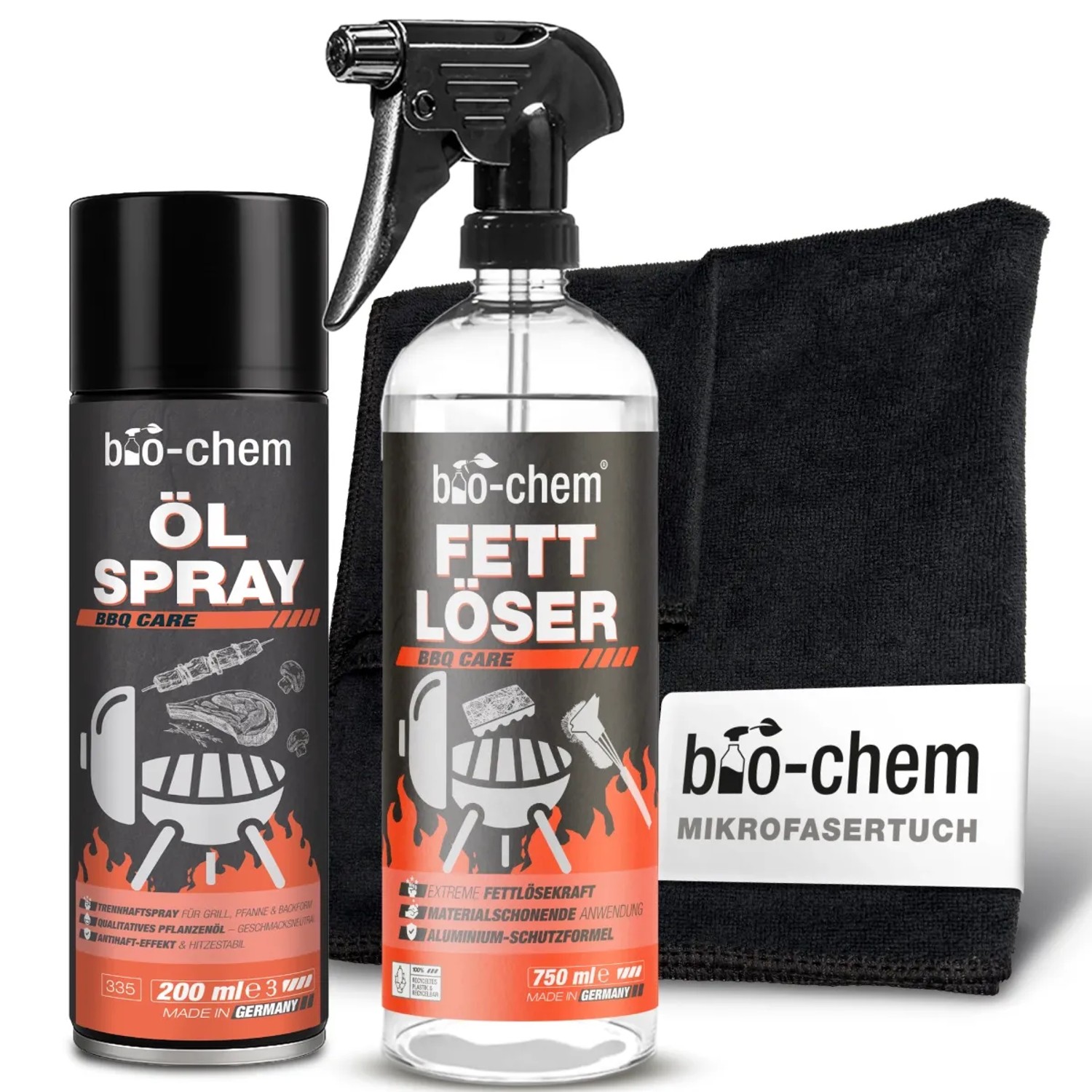 bio-chem Grillreiniger Fettlöser Basic-Set 3-teilig mit Ölspray