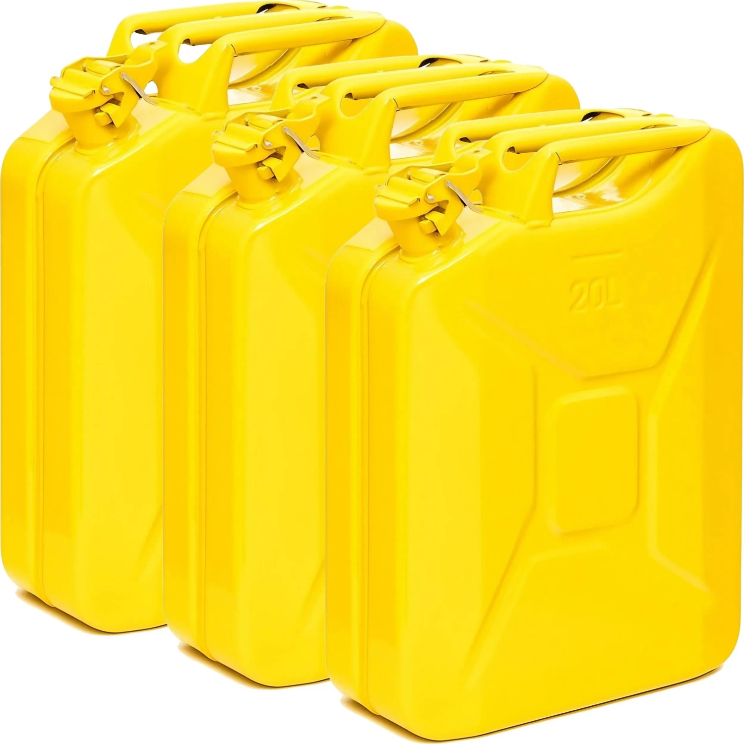 BW Kraftstoffkanister Metall Benzinkanister 3x 20 Liter Gelb RAL 1018 TÜV-geprüft und UN-Zulassung Made in Europe