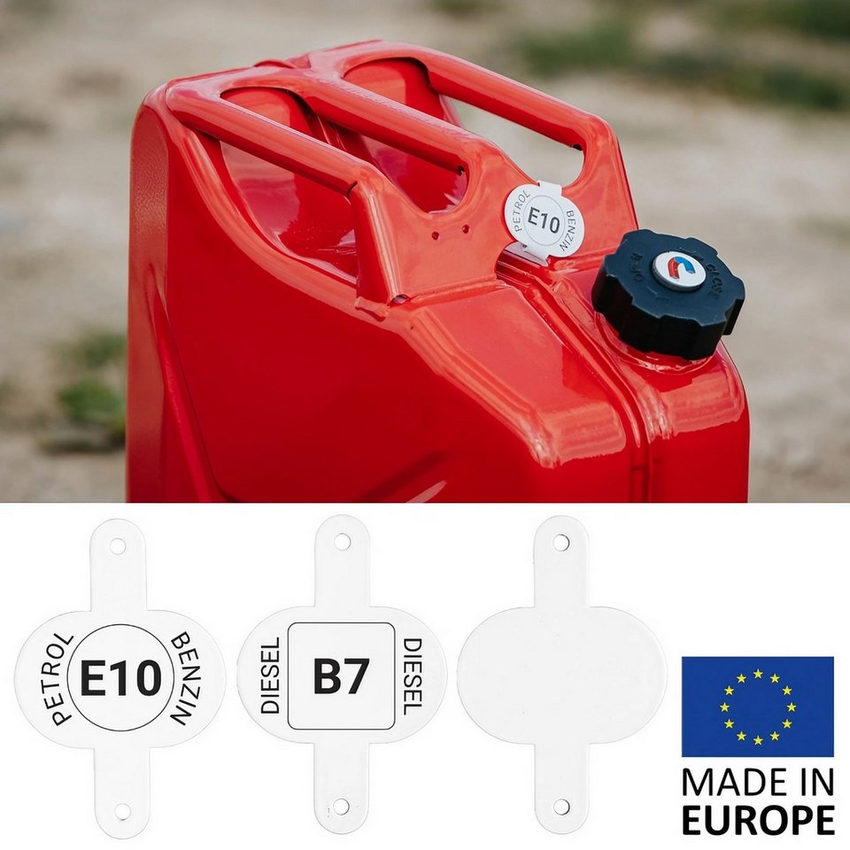 BW Clip für Kraftstoffkenneichnung für Kraftstoffkanister Metall Benzinkanister 3er Set Benzin Diesel Neutral Made in Europe