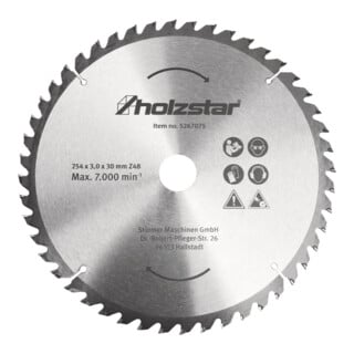 holzstar Sägeblatt 254 x 30 x 3,0 mm Z48