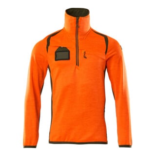 Mascot Fleecepullover Microfleecejacke kurz Reißverschluss Gr. M hi-vis orange/moosgrün