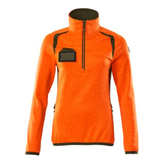 Mascot Fleecepullover Damen Microfleecejacke kurz Zipper hi-vis orange/moosgrün Größe S