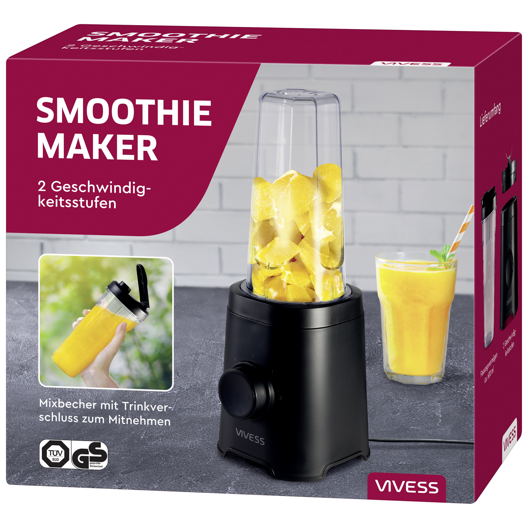 Vivess Smoothie-Maker schwarz 0,6 l 320 W Bild 2