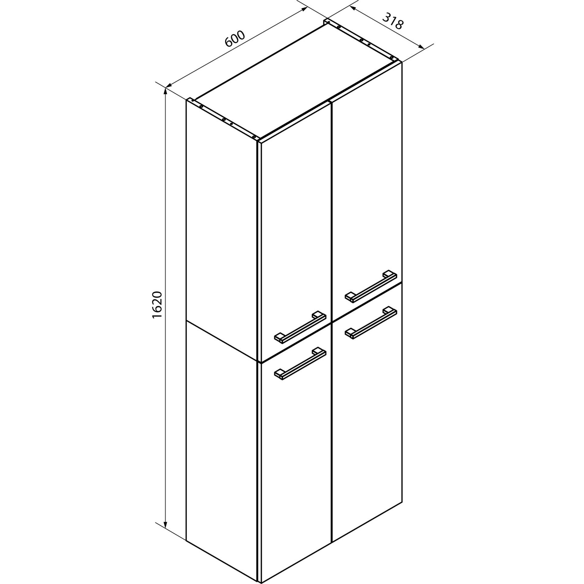 Fackelmann Hochschrank 'B.Round' weiß glänzend 60 x 162 x 31,8 cm Bild 3
