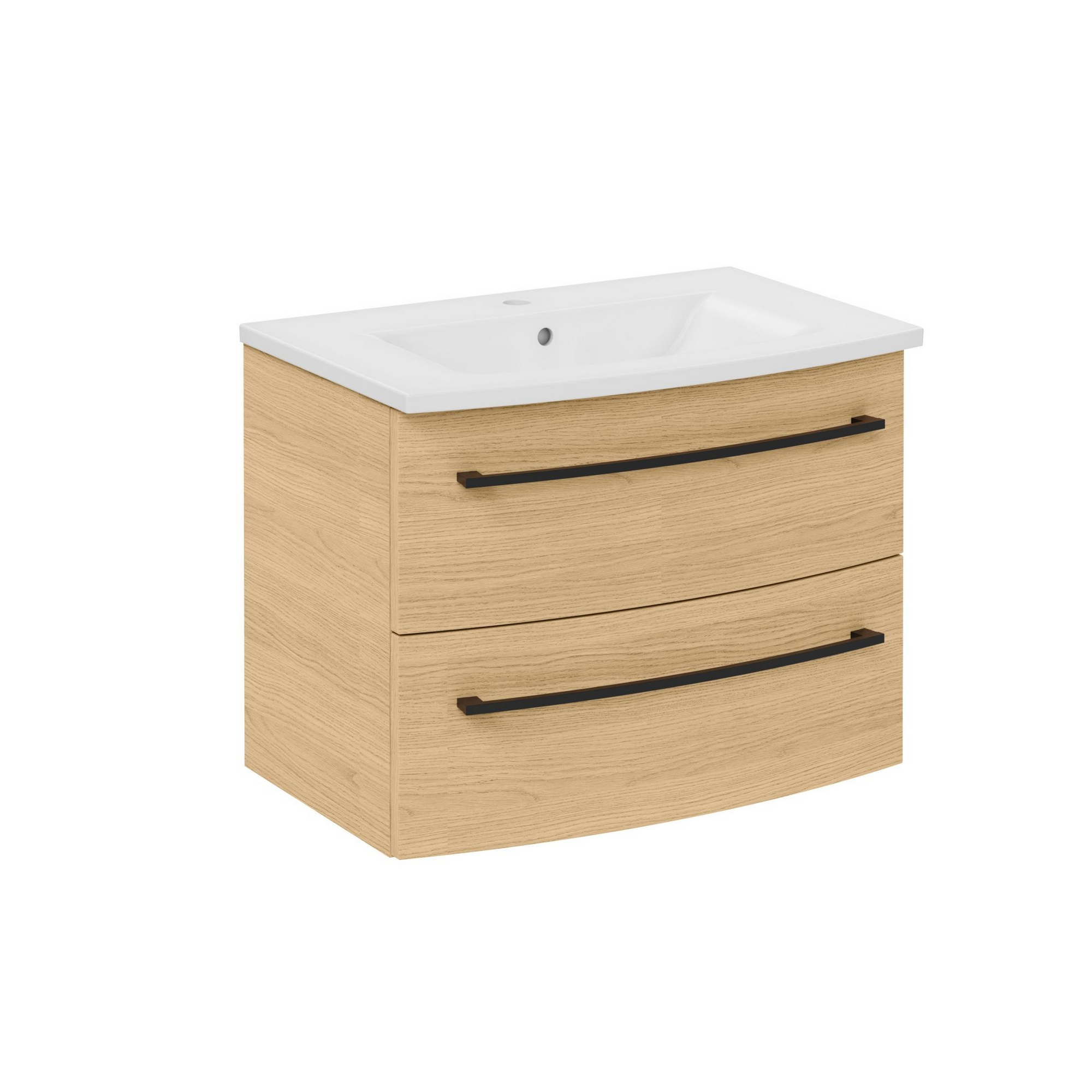 Fackelmann Waschbecken mit Unterschrank 'B.Round' Sandeiche matt 70,5 x 54 x 47 cm