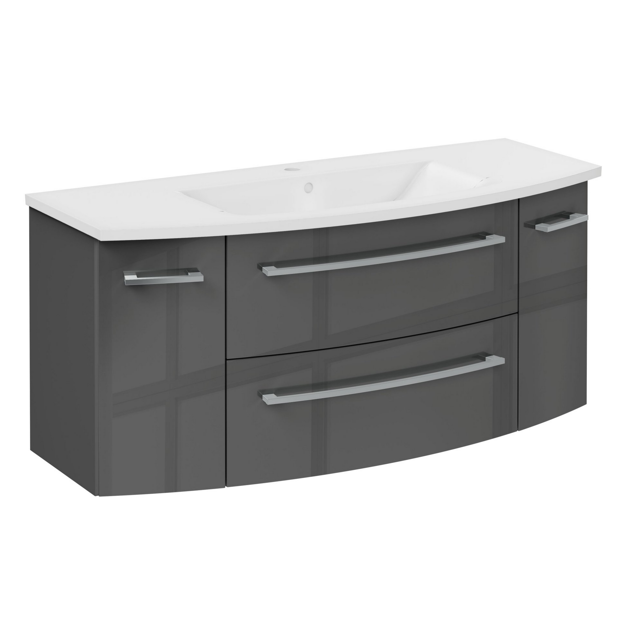 Fackelmann Waschbecken mit Unterschrank 'B.Round' graphit glänzend 120,5 x 54 x 49,3 cm