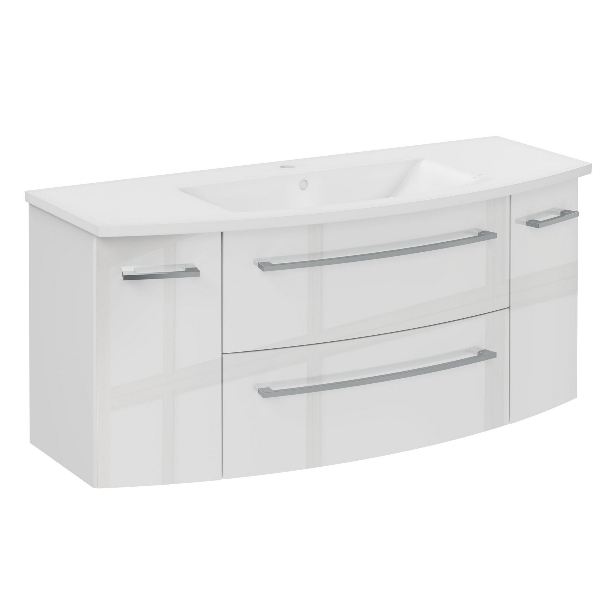 Fackelmann Waschbecken mit Unterschrank 'B.Round' weiß glänzend 120,5 x 54 x 49,3 cm