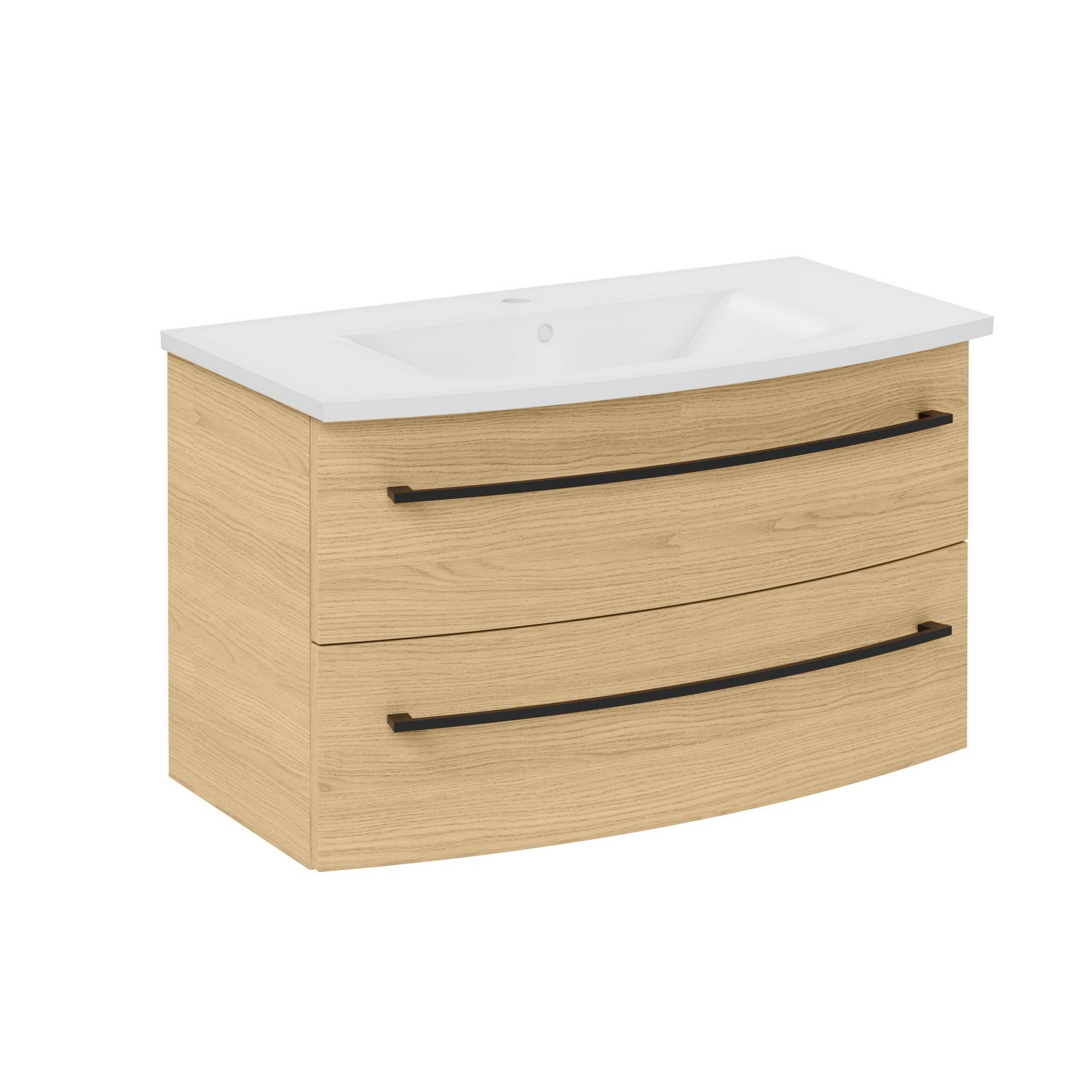 Fackelmann Waschbecken mit Unterschrank 'B.Round' Sandeiche matt 90,5 x 54 x 49,6 cm