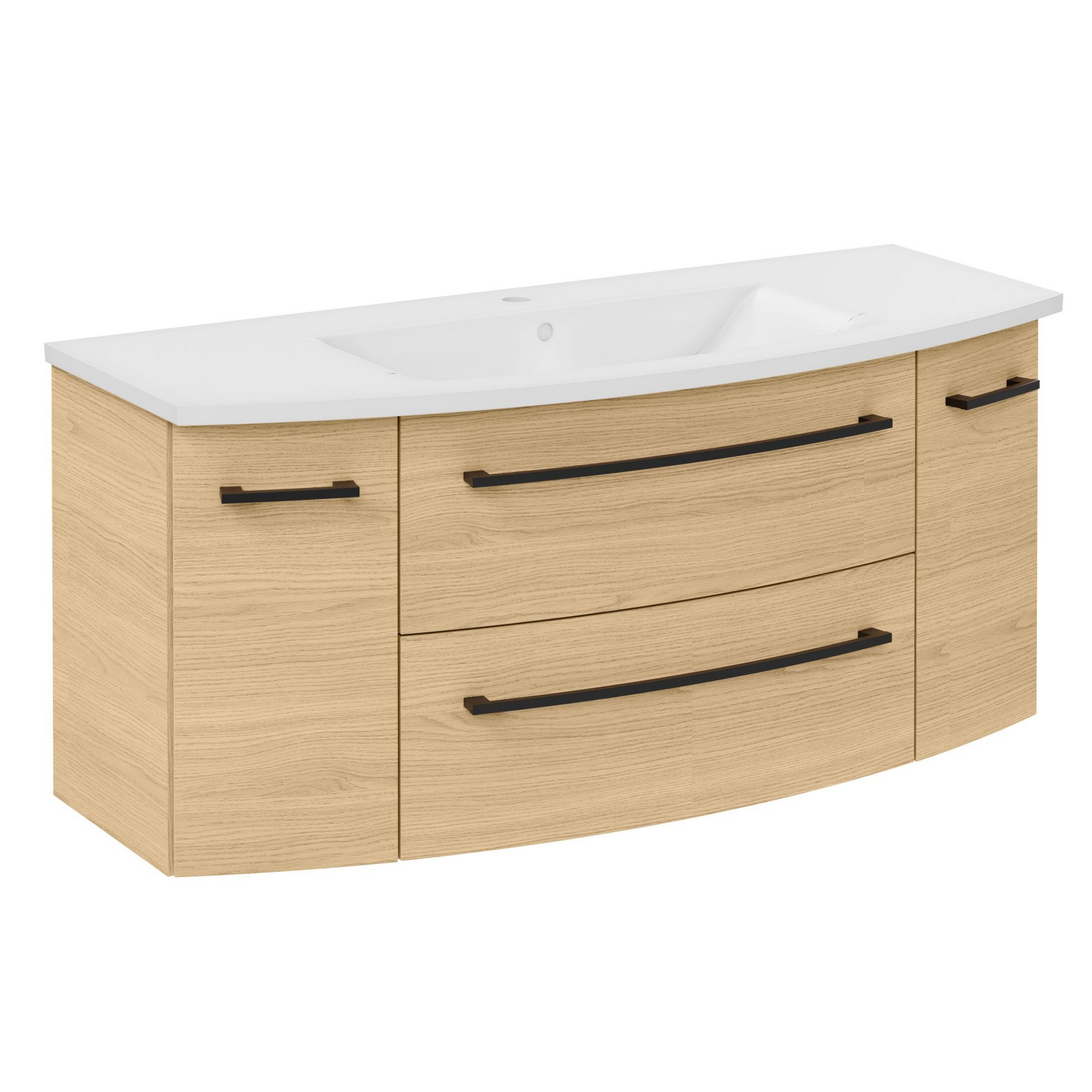 Fackelmann Waschbecken mit Unterschrank 'B.Round' Sandeiche matt 120,5 x 54 x 49,3 cm