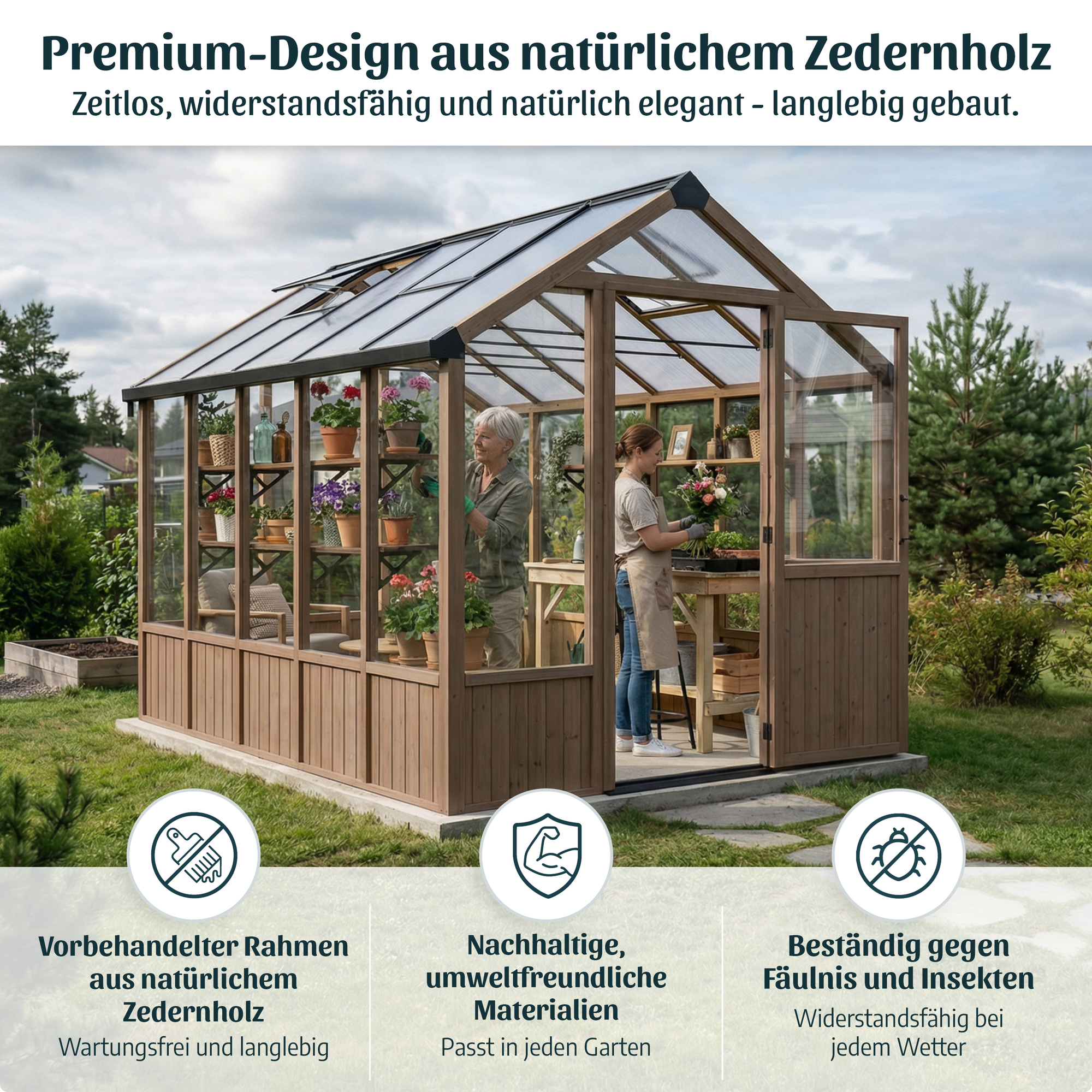 Palram-Canopia Gewächshaus 'Natura' Zedernholz 237,4 x 226 cm mit 6 mm Doppelstegplatten braun Bild 3