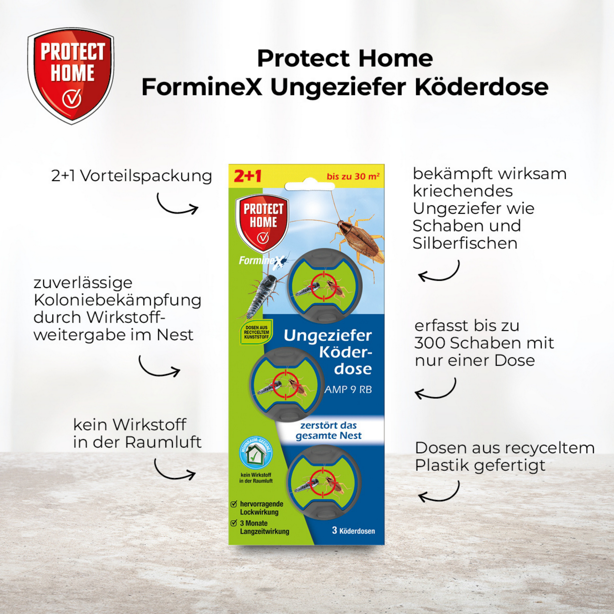 Protect Home Ungezieferköder 'FormineX' gegen Schaben & Silberfischchen 3 Stück Bild 2