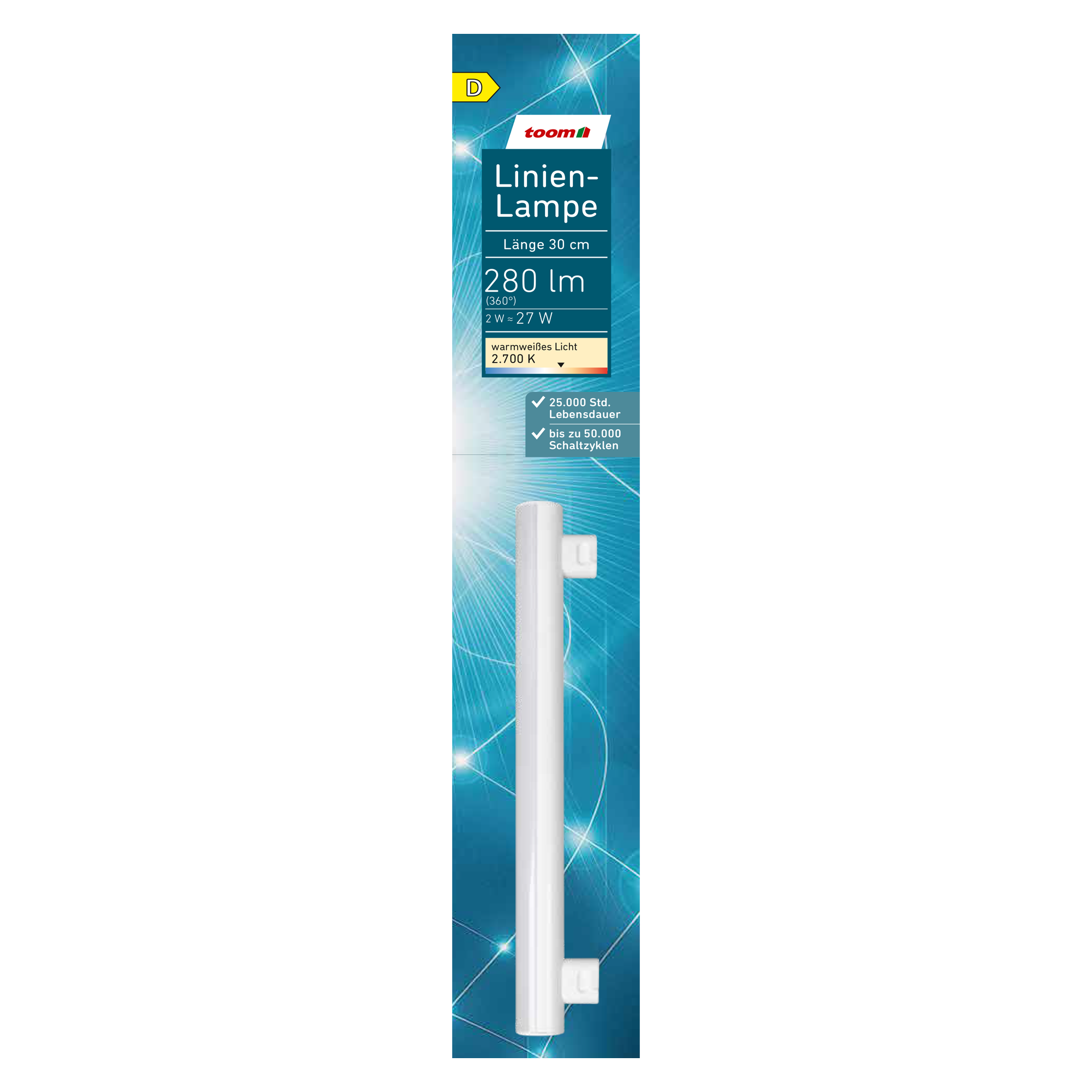 toom LED-Leuchtröhre Stab S14s 2 W 280 lm warmweiß