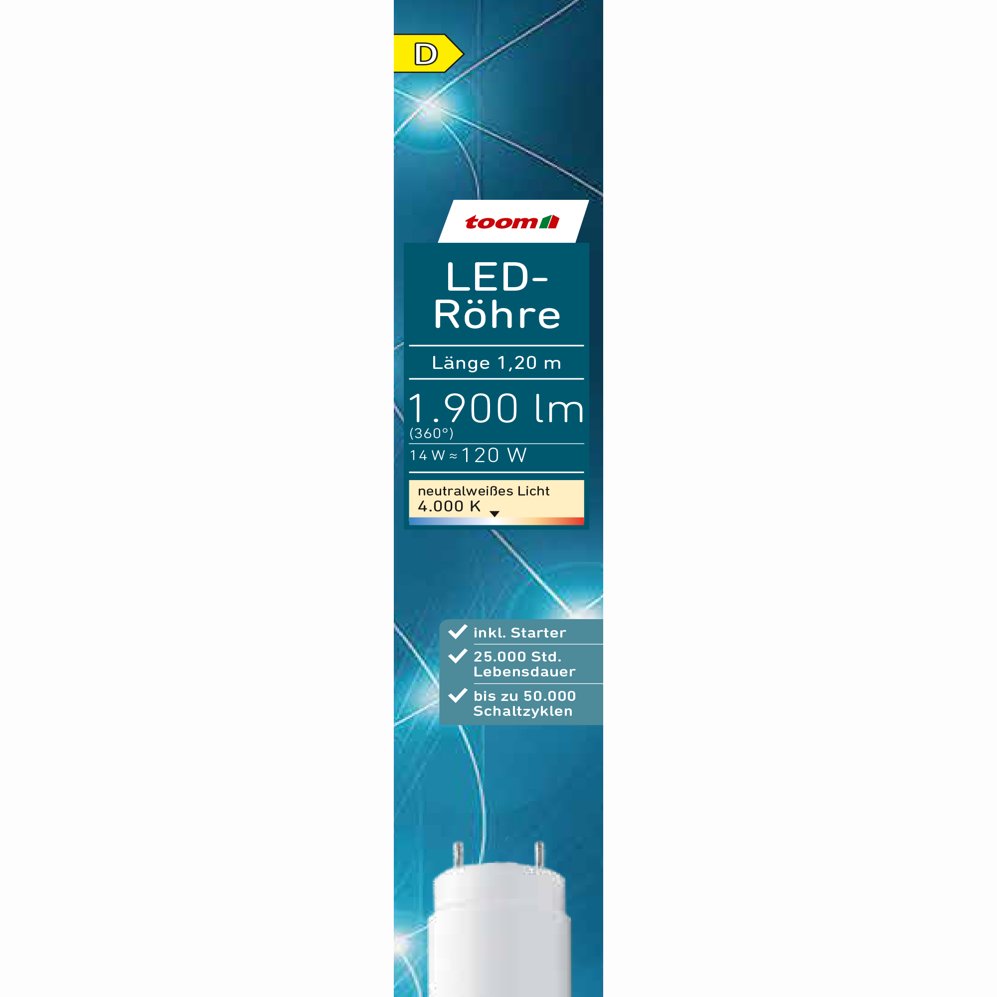 toom LED-Leuchtröhre matt G13 14 W 1900 lm neutralweiß