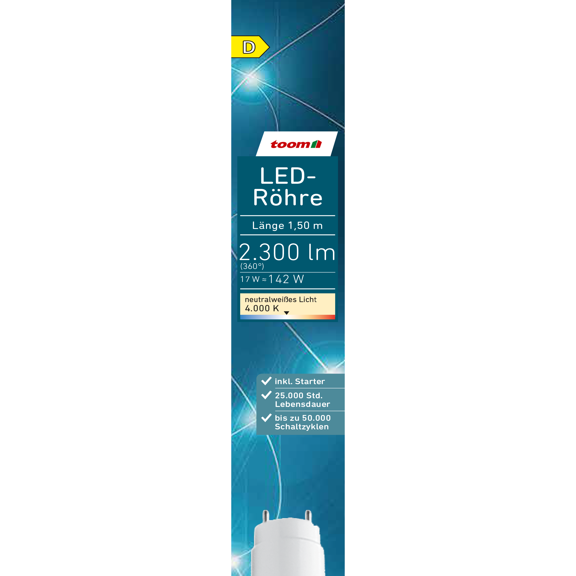 toom LED-Leuchtröhre matt G13 17 W 2300 lm neutralweiß