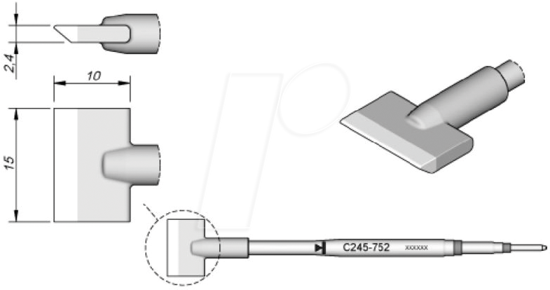 JBC C245752 - Lötspitze C245 Klingenform, C245752/15,0 mm, angewinkelt