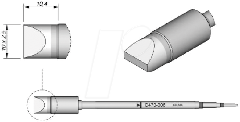 JBC C470006 - Lötspitze C470, Meißelform, C470006/10 x 2,5 mm, gerade