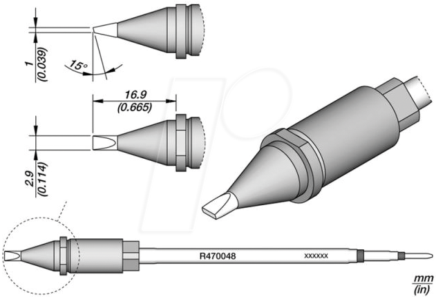 JBC R470048 - Lötspitze R470, Meißelform, R470048/2,9 x 1,0 mm