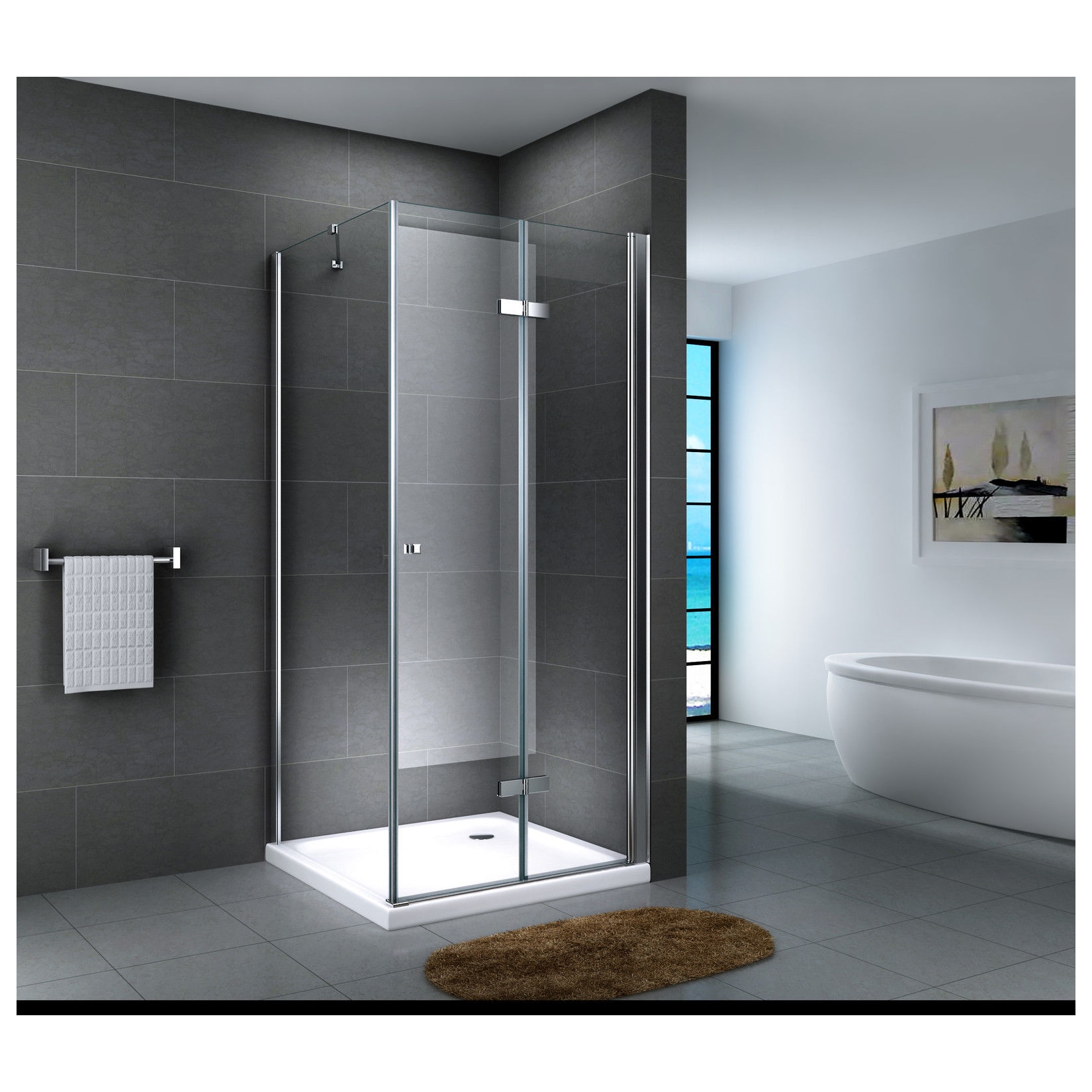Fa-Bausysteme Glasdusche Leine Klarglas 90 x 90 cm mit Wanne