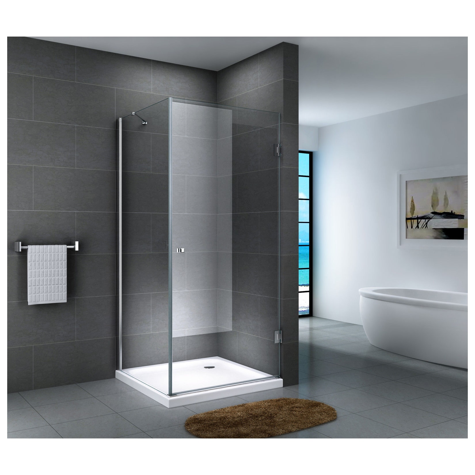 Fa-Bausysteme Glasdusche Eger Streifen 80 x 80 cm mit Wanne