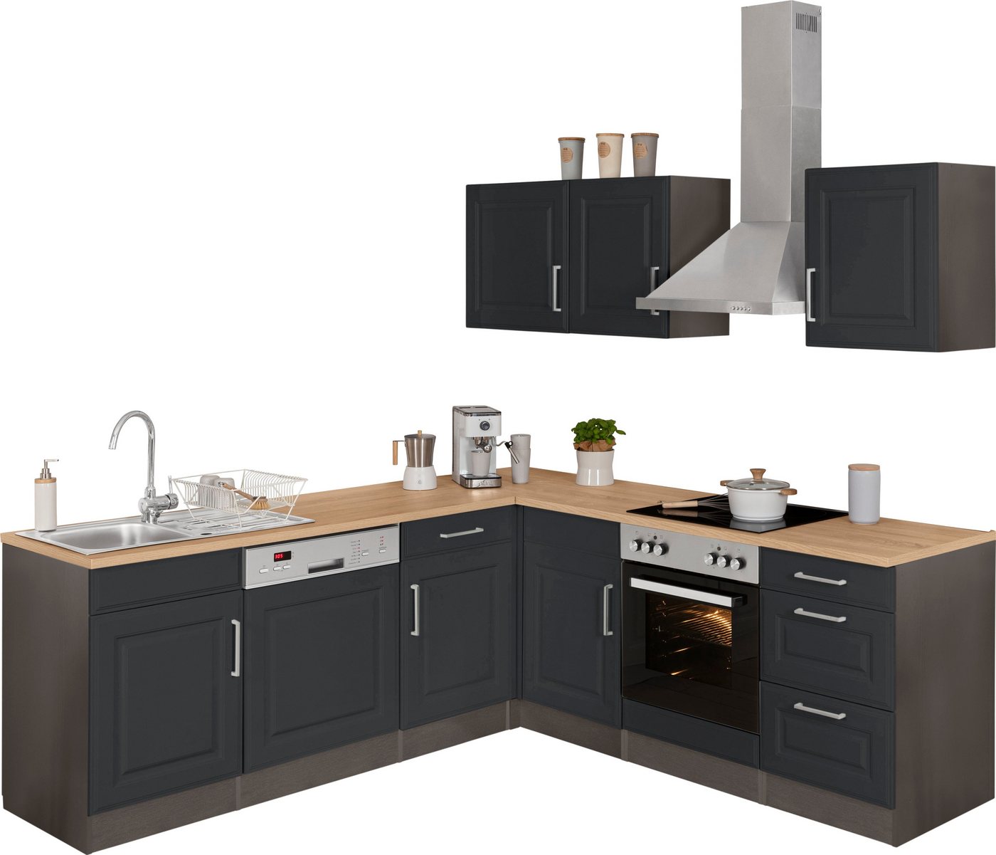 KOCHSTATION Winkelküche, Stellbreite 220x220 cm, wahlweise mit E-Geräten, MDF-Fronten Bild 4