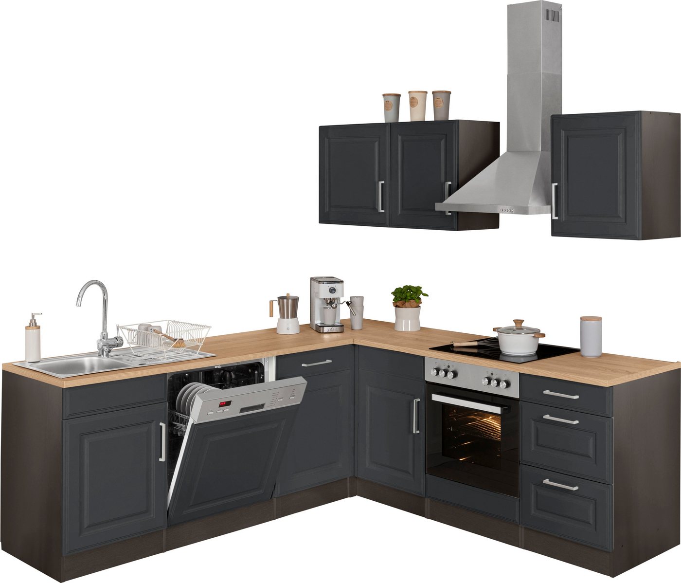 KOCHSTATION Winkelküche, Stellbreite 220x220 cm, wahlweise mit E-Geräten, MDF-Fronten Bild 5