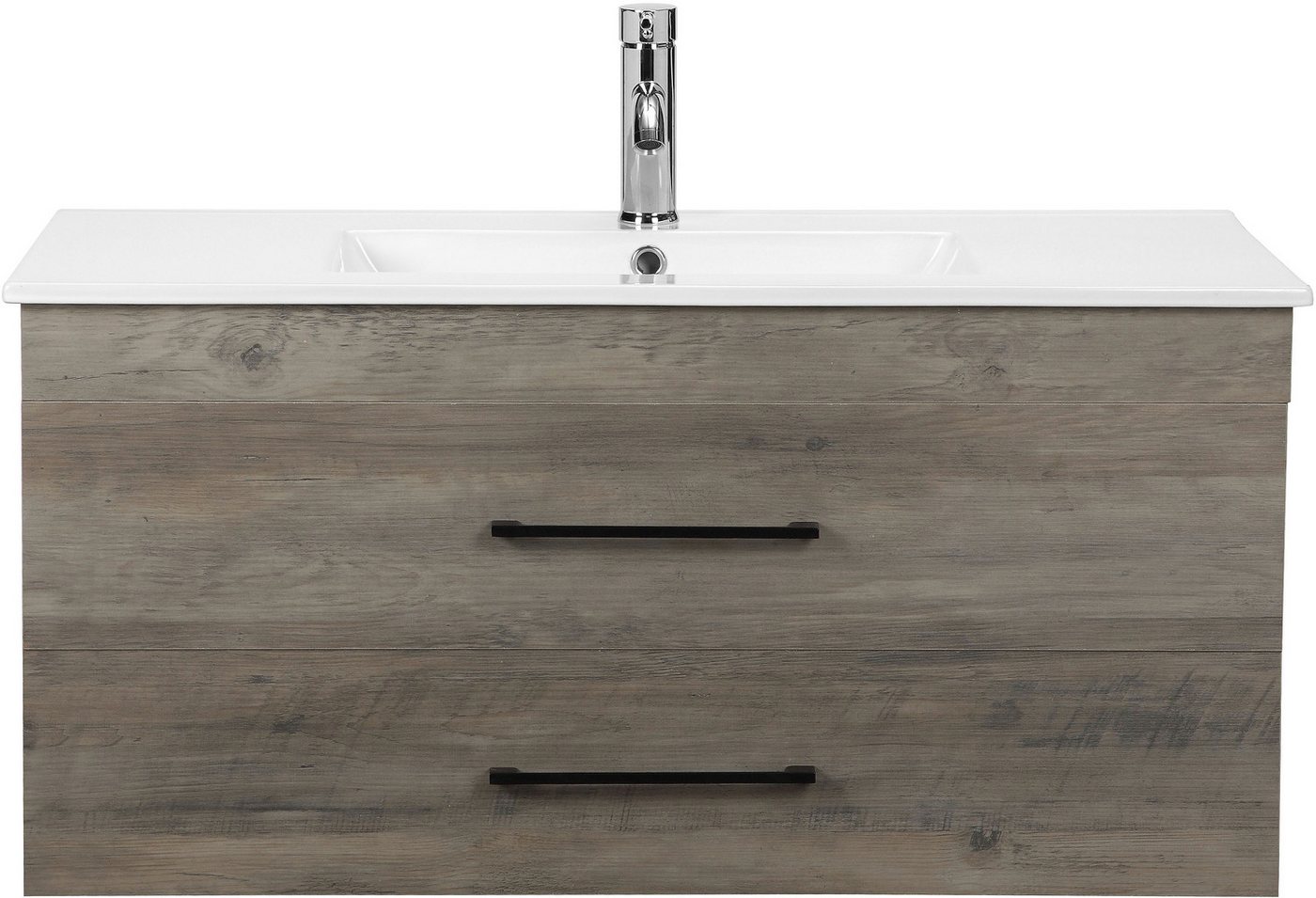 welltime Waschtisch Florenz (Set, Waschtisch inklusive Waschbecken), Waschplatz mit 2 Auszügen und Softclose Breite 100cm Bild 3