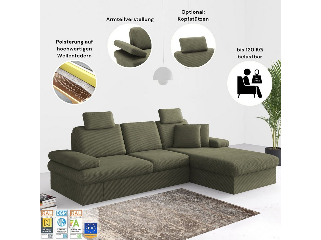 sit&more Sofa-Kopfstütze Moreno, B: 50 cm, (Set, 2 Stück), Set: 2 Stück, passend zur Serie Bild 3