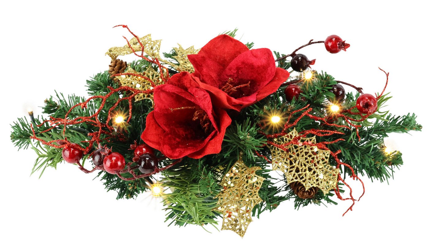 Kunstpflanze Tannenleger, I.GE.A., Höhe 10 cm, Amaryllis Zapfen Beeren künstlich warmweiß Weihnachtsdeko Tisch Advent Bild 2
