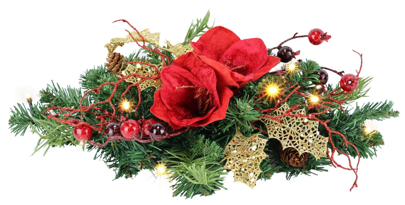 Kunstpflanze Tannenleger, I.GE.A., Höhe 10 cm, Amaryllis Zapfen Beeren künstlich warmweiß Weihnachtsdeko Tisch Advent Bild 3