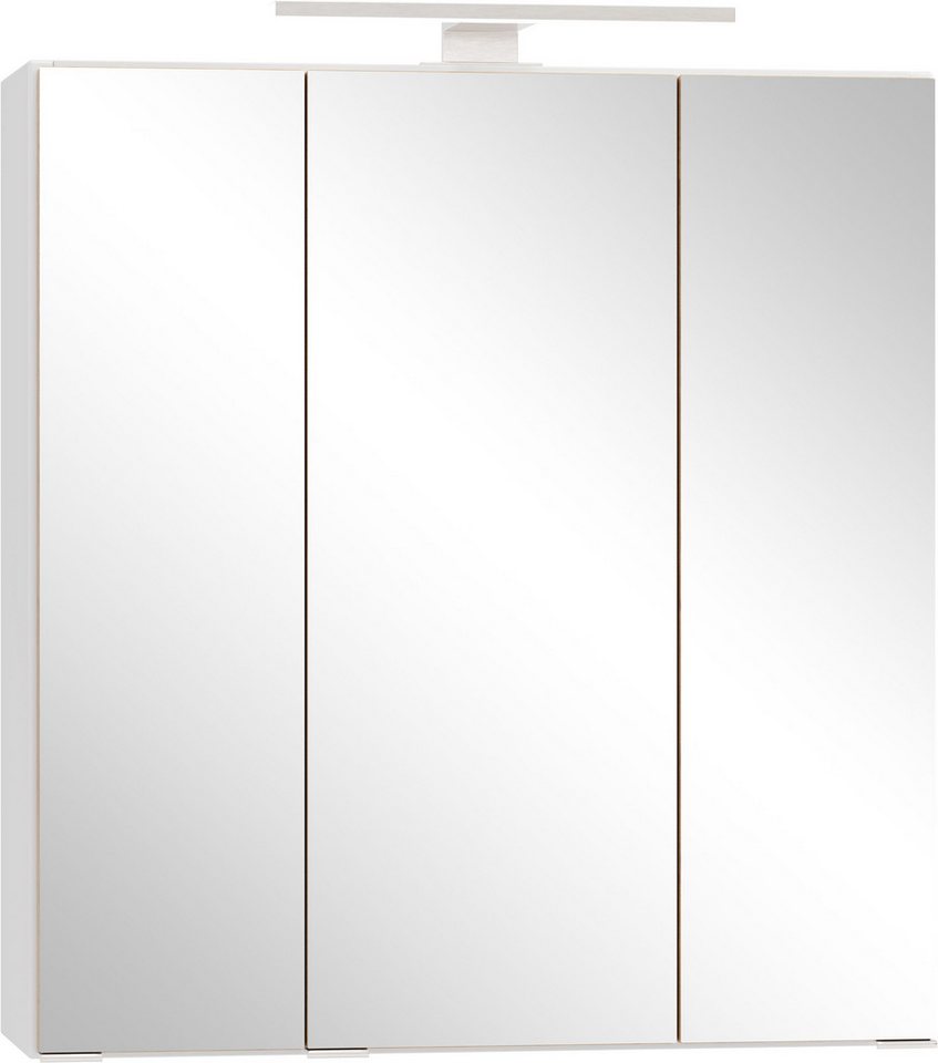 welltime Spiegelschrank TRIENT, 3D-Spiegelschrank 60 cm, gedämpfte Scharniere (Maße (B/H/T): ca. 60/64/20 cm) matt weiß/Wildeiche, gedämpfte Scharniere Bild 3