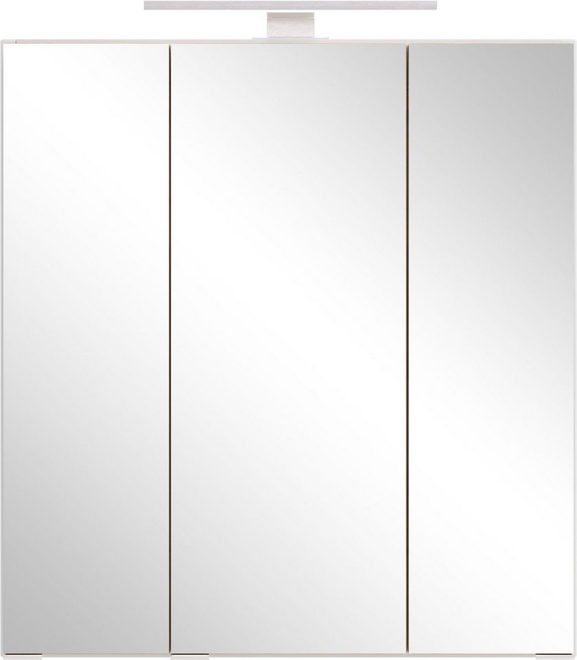 welltime Spiegelschrank TRIENT, 3D-Spiegelschrank 60 cm, gedämpfte Scharniere (Maße (B/H/T): ca. 60/64/20 cm) matt weiß/Wildeiche, gedämpfte Scharniere Bild 5