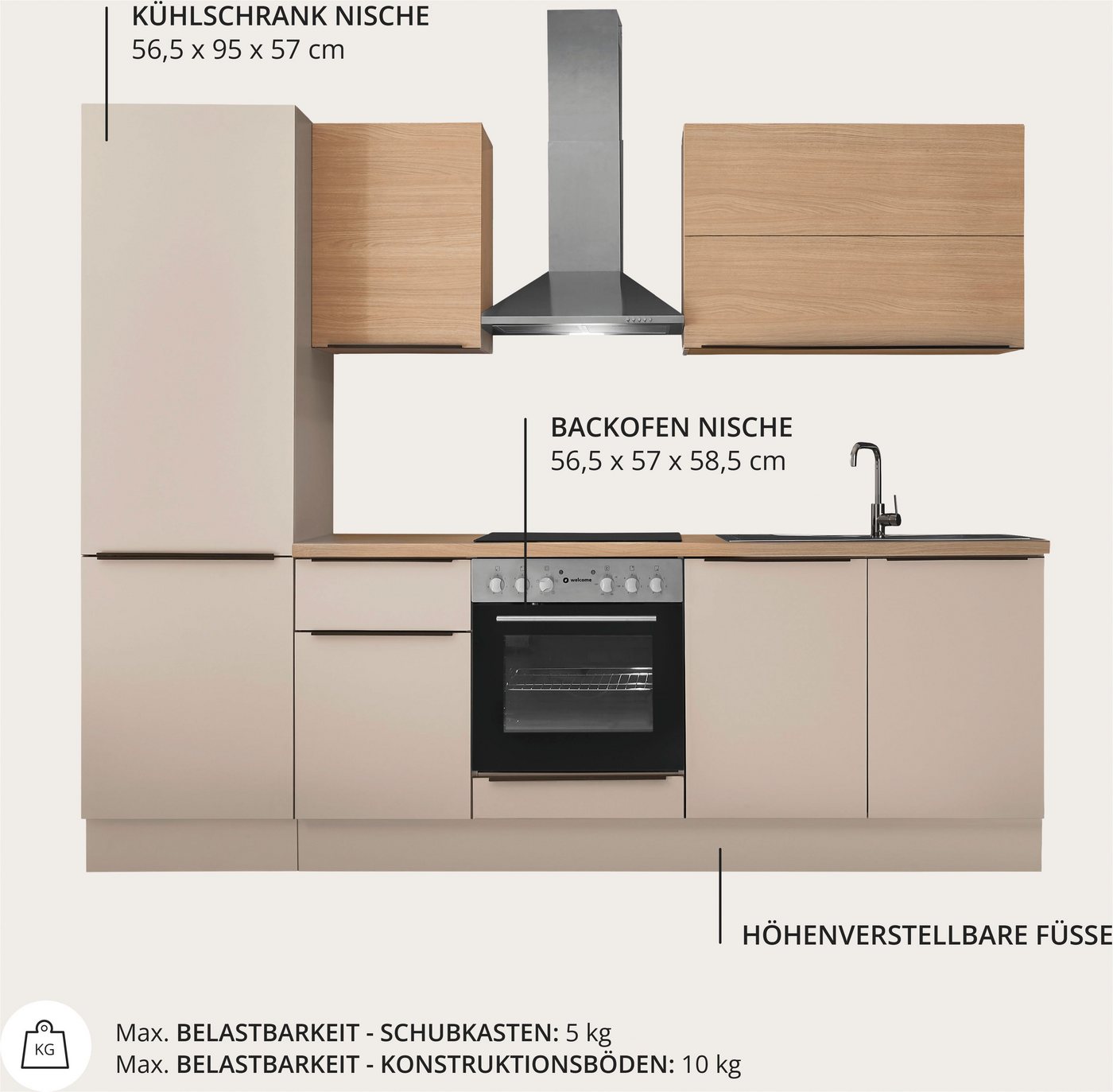 KOCHSTATION Küchenzeile Cocco, Breite 270 cm, wahlweise mit E-Geräten und Induktion Bild 2