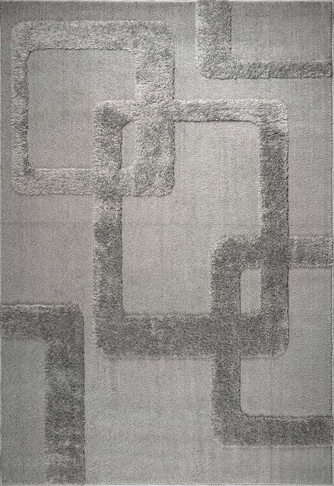 OTTO home Teppich Modea, geometrisches Muster, 3D, rechteckig, Höhe: 20 mm, Ton-in-Ton, Hoch-Tief, weich, Wohnzimmer, Schlafzimmer
