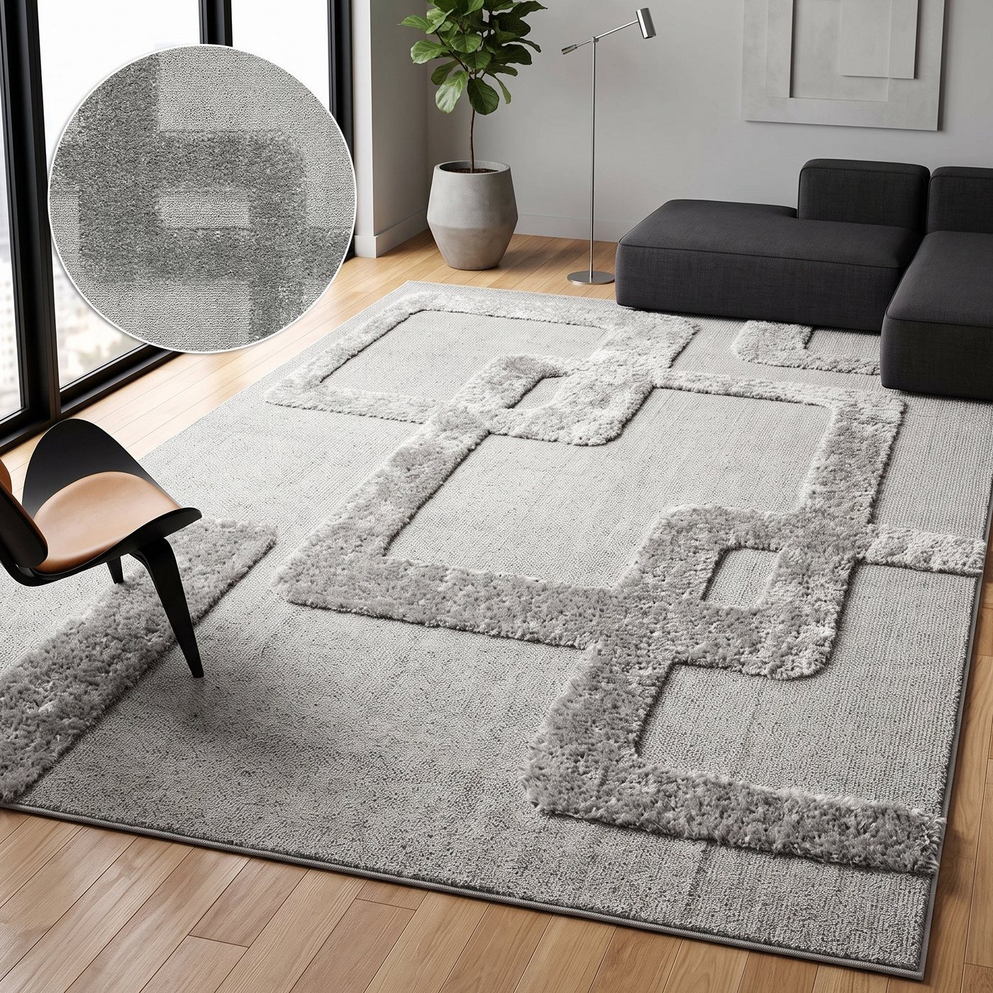 OTTO home Teppich Modea, geometrisches Muster, 3D, rechteckig, Höhe: 20 mm, Ton-in-Ton, Hoch-Tief, weich, Wohnzimmer, Schlafzimmer Bild 4