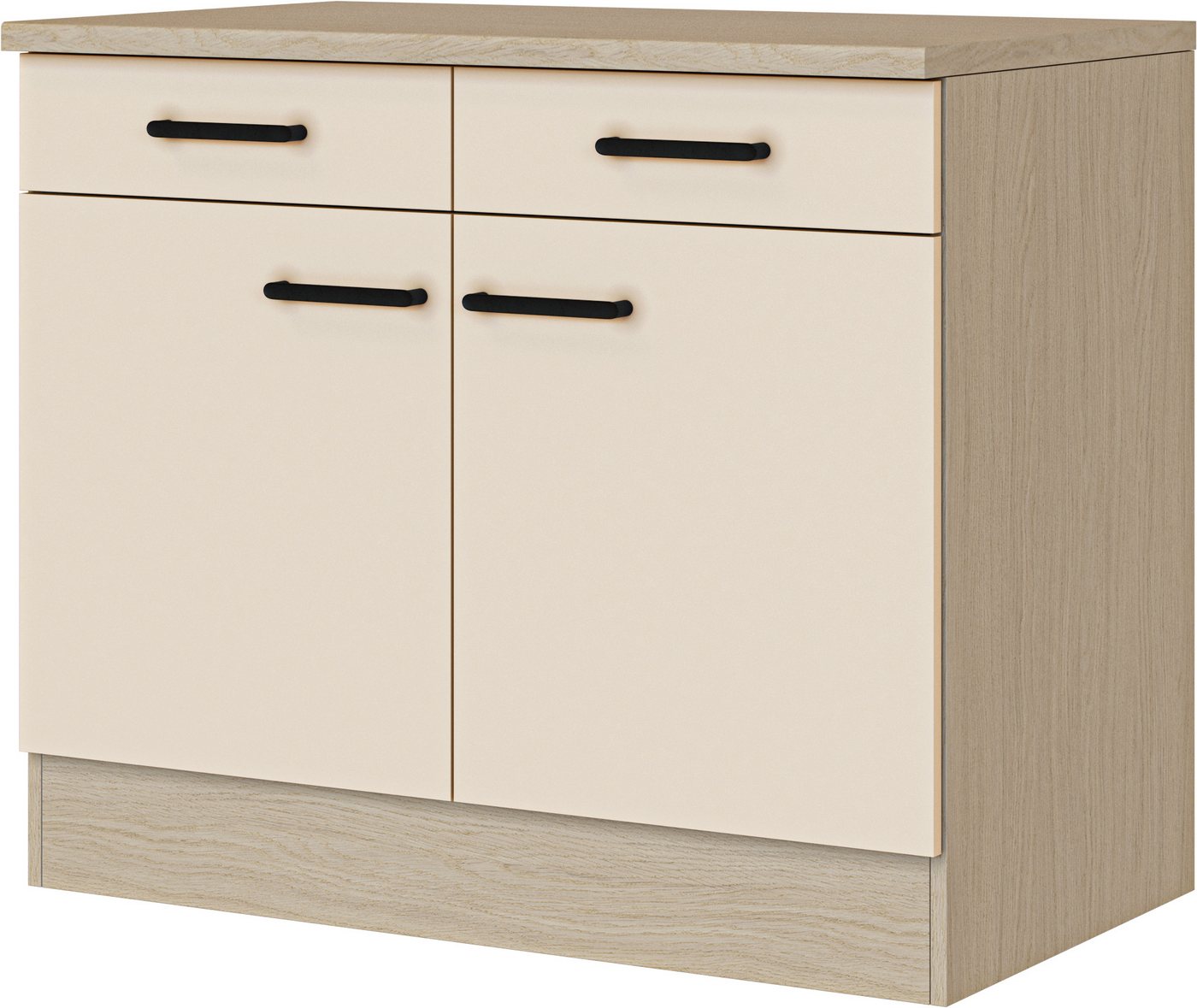 Flex-Well Unterschrank Creso (1-St) mit Einlegeboden, Arbeitsplatte und Metallgriffe