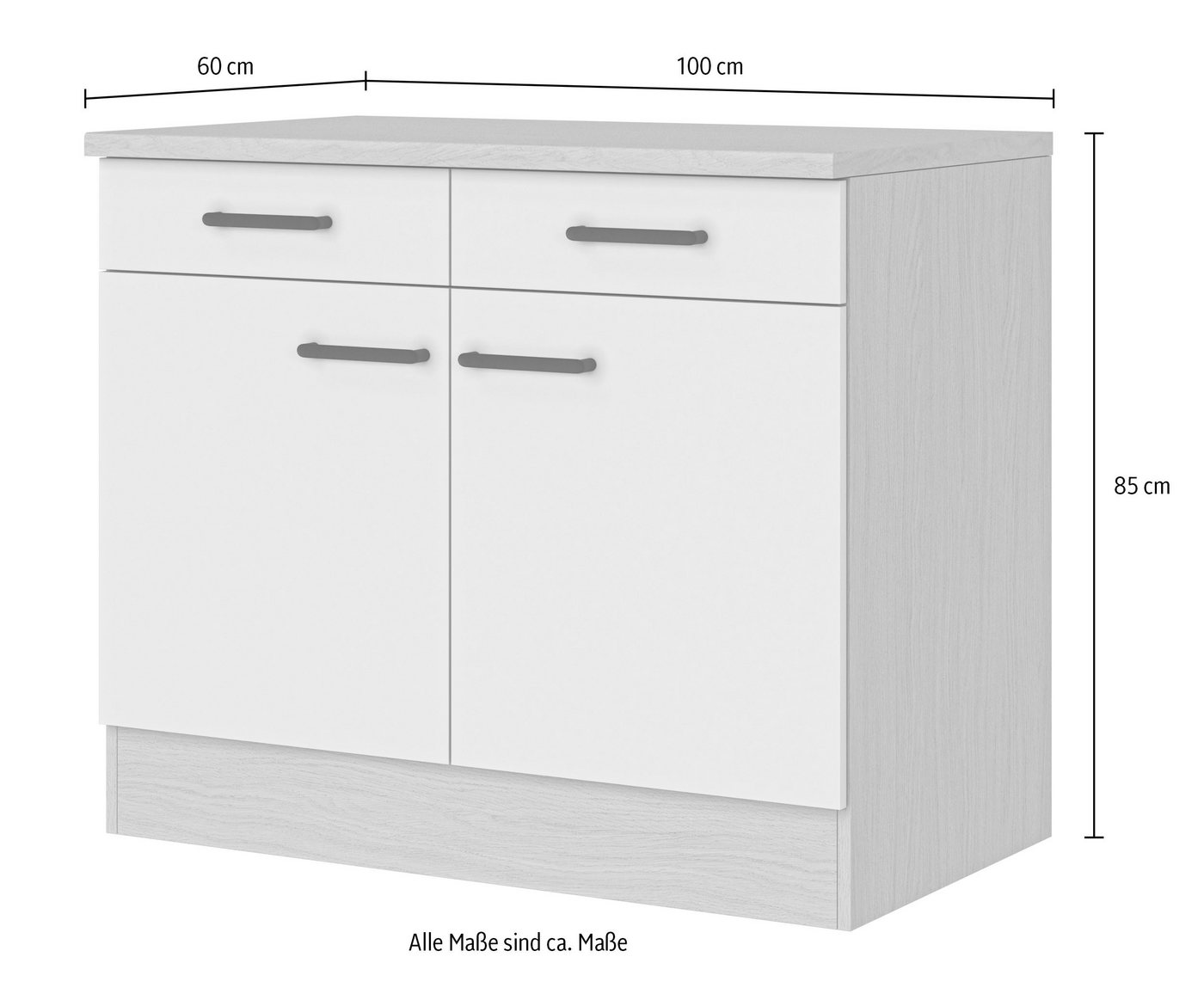 Flex-Well Unterschrank Creso (1-St) mit Einlegeboden, Arbeitsplatte und Metallgriffe Bild 3