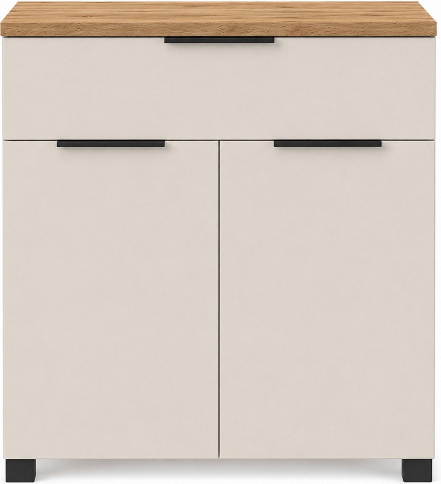 Schildmeyer Unterschrank Saga, mit fühlbarer Holzstruktur, Breite 80 cm, Made in Germany (1-St) Eiche Landhaus Dekor mit fühlbarer Struktur, Made in Germany Bild 2